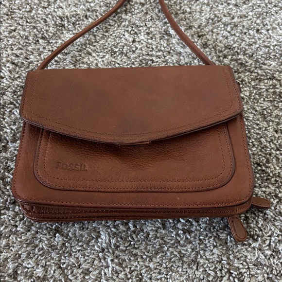 Fossil Handbags - Fossil Tan/Brown Leather Crossbody Bag